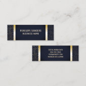 Carte De Visite Mini Motif à lunettes d'or | Découpe en métal bleu fonc (Devant / Derrière)