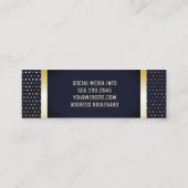 Carte De Visite Mini Motif à lunettes d'or | Découpe en métal bleu fonc (Dos)