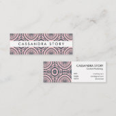 Carte De Visite Mini Motif Boho moderne Denim bleu rose (Devant / Derrière)