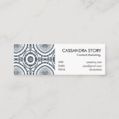 Carte De Visite Mini Motif Boho moderne Denim Blue (Dos)