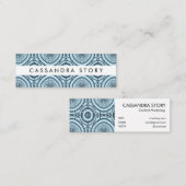 Carte De Visite Mini Motif Boho moderne Denim Blue (Devant / Derrière)