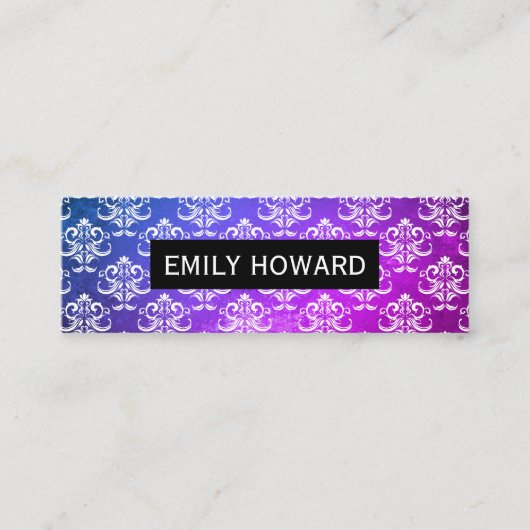 Carte De Visite Mini Motif Damas texture vert pourpre (Devant)