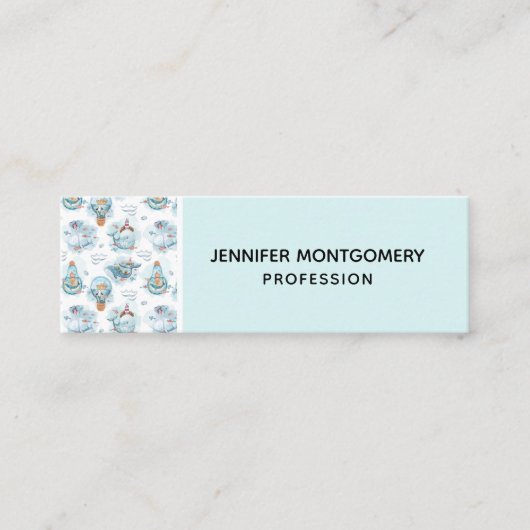 Carte De Visite Mini Motif d'aquarelle de la belle baleine nautique (Devant)