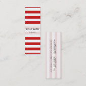 Carte De Visite Mini Motif de bande rouge et blanc (Devant / Derrière)