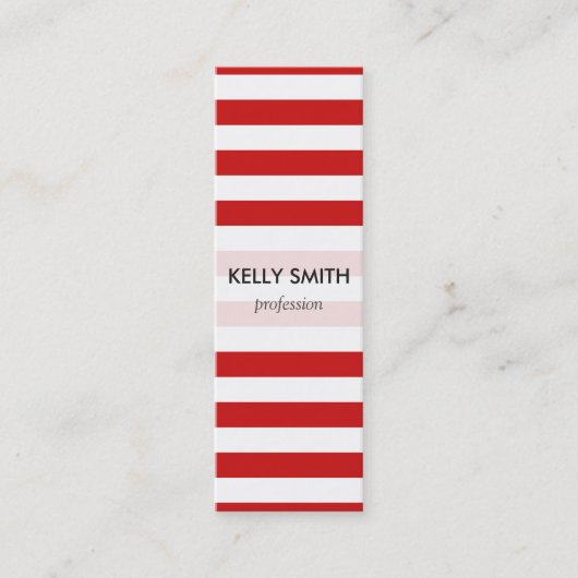 Carte De Visite Mini Motif de bande rouge et blanc (Devant)
