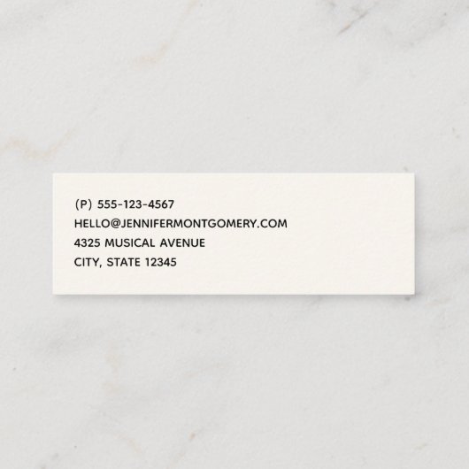 Carte De Visite Mini Motif de notes musicales mignonnes (Dos)