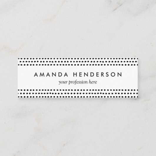 Carte De Visite Mini Motif de points noir et blanc chic à la mode (Devant)