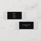 Carte De Visite Mini Motif de points Polka noir et blanc (Devant / Derrière)