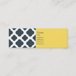 Carte De Visite Mini Motif de quatrefoil blanc, blanc et jaune