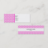 Carte De Visite Mini Motif de Quatrefoil rose choquant (Devant / Derrière)