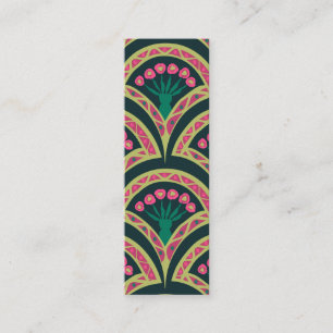 Carte De Visite Mini Motif de ventilateur floral rose et vert