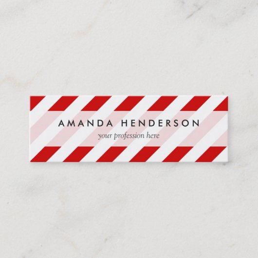 Carte De Visite Mini Motif diagonal rouge et blanc de rayures (Devant)