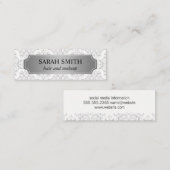 Carte De Visite Mini Motif élégant / Argent métallique / Blanc (Devant / Derrière)