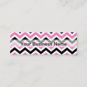Carte De Visite Mini Motif en chevron rose et noir