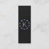Carte De Visite Mini Motif en plumes stellaires avec Monogramme en cuir (Devant)