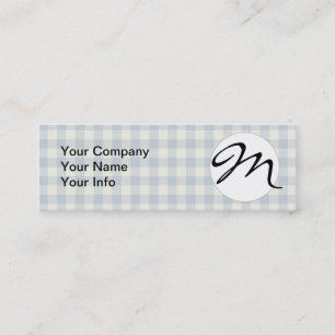 Carte De Visite Mini Motif Gingham Bleu Clair Imprimé Carreaux Classiqu