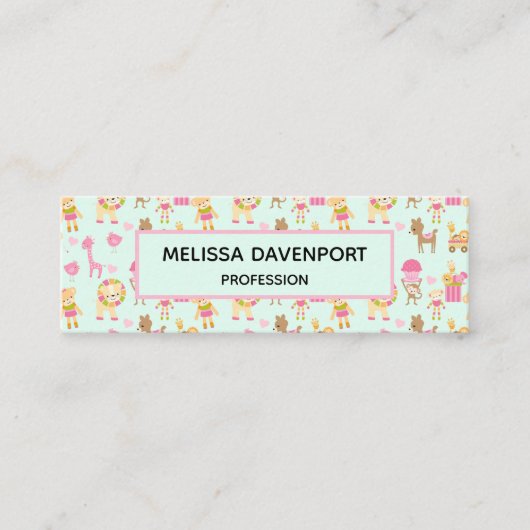 Carte De Visite Mini Motif mignon avec Animaux et Jouets heureux (Devant)