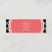 Carte De Visite Mini Motif noir de Quatrefoil, monogramme de corail (Dos)