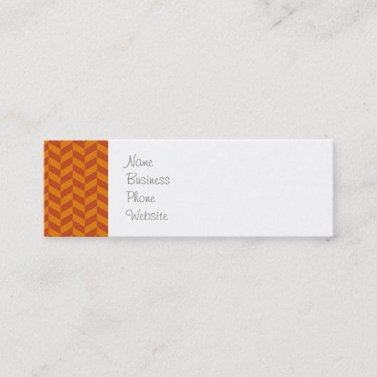 Carte De Visite Mini Motif orange brûlé de rayures de zigzag de Chevron (Devant)