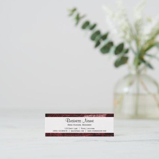 Carte De Visite Mini Motif Patchwork, Arrière - plan Patchwork, Rouge (Debout devant)