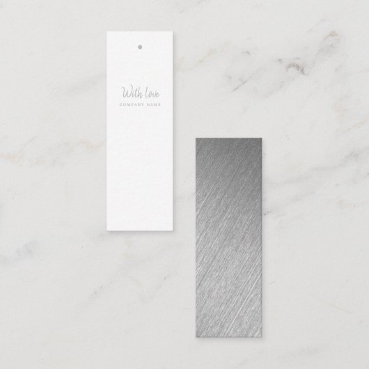 Carte De Visite Mini Mots-clés cadeaux de script Silver Moderne (Devant / Derrière)