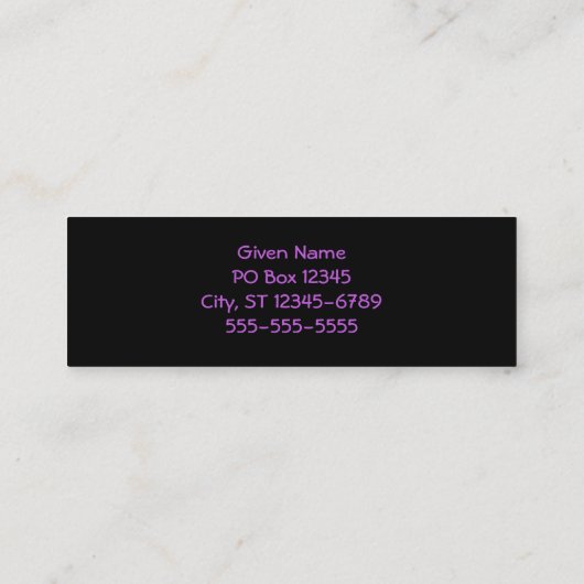 Carte De Visite Mini Moustache orchidée moyenne (Dos)