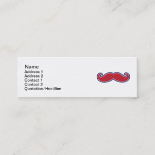 Carte De Visite Mini Moustache, rouge, blanc et bleu