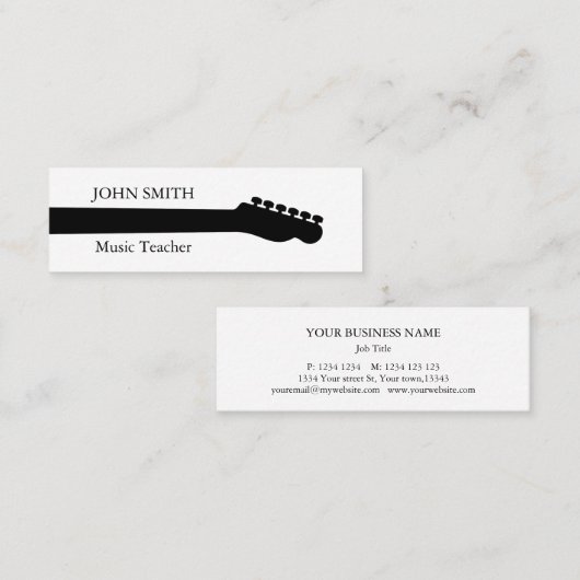 Carte De Visite Mini Music Treble Clef Chrome Personnalisé Mini (Devant / Derrière)