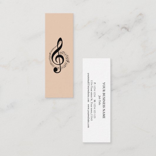 Carte De Visite Mini Music Treble Clef Chrome Personnalisé Mini (Devant / Derrière)