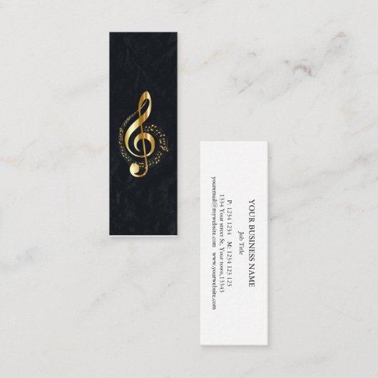 Carte De Visite Mini Music Treble Clef Chrome Personnalisé Mini (Devant / Derrière)