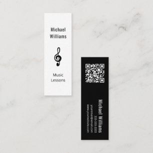 Carte De Visite Mini Musique Enseignant QR code Minimaliste Treble Clef