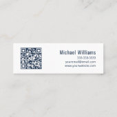 Carte De Visite Mini Musique Enseignant QR code Treble Clef Blue (Dos)