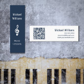 Carte De Visite Mini Musique Enseignant QR code Treble Clef Blue