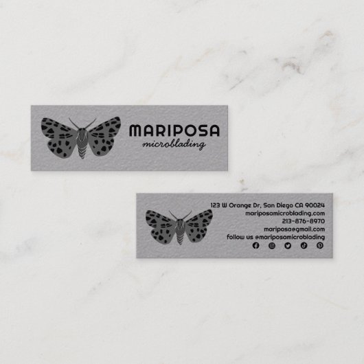Carte De Visite Mini Mystical Magic MOTH Esthetician Beauty Salon (Devant / Derrière)