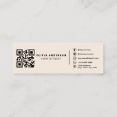 Carte De Visite Mini Neutral Beige QR Code Hair Stylist Modern (Dos)