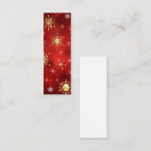 Carte De Visite Mini Noël Golden Snowflakes sur Arrière - plan rouge (Devant / Derrière)