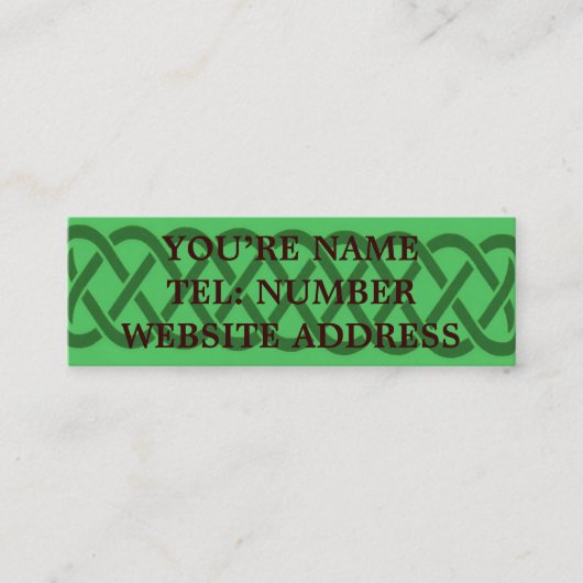 Carte De Visite Mini Noeud Celtique vert sur vert clair (Devant)