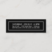 Carte De Visite Mini Noir et blanc élégant, billet d'entrée (Dos)