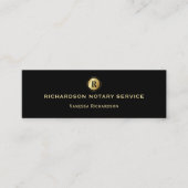 Carte De Visite Mini Noir & Or Monogramme Sleek Noir (Devant)