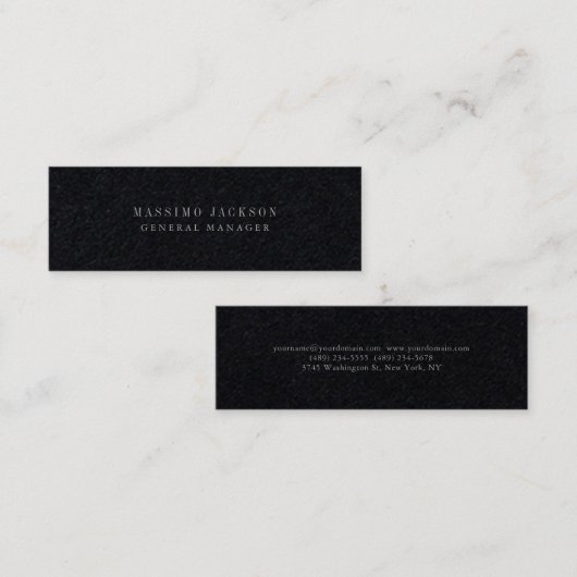 Carte De Visite Mini Noir Premium Professionnel Slim Simple (Devant / Derrière)