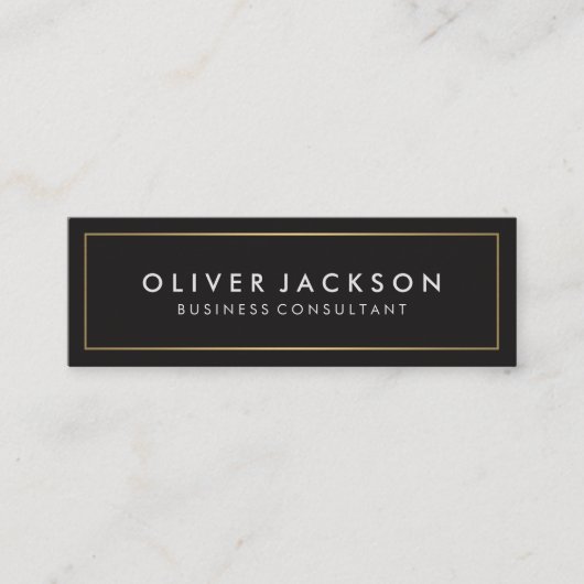 Carte De Visite Mini Noir simple avec bordure or (Devant)