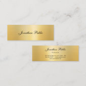 Carte De Visite Mini Nom manuscrit Modern Elegant Modèle Or (Devant / Derrière)