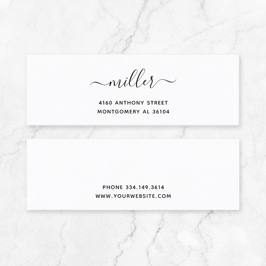 Carte De Visite Mini Nom manuscrit moderne et adresse de retour 08d.