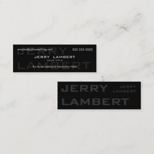 Carte De Visite Mini Nom Propre Noir moderne (Devant / Derrière)