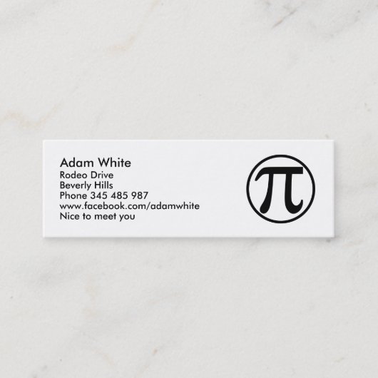 Carte De Visite Mini Nombre de pi (Devant)