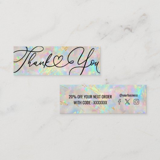 Carte De Visite Mini nouveau Merci opal (Devant / Derrière)