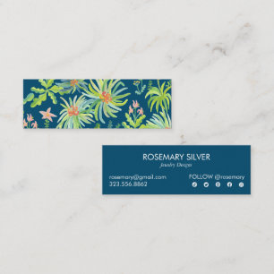 Carte De Visite Mini Nuit Jardin Aquarelle Botanique Coloré Élégant