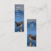 CARTE DE VISITE MINI OISEAUX HYPER / MONOGRAMME ROBINE ROUGE (Devant / Derrière)