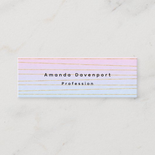 Carte De Visite Mini Ombre bleu rose avec lignes or minces (Devant)