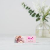 Carte De Visite Mini Ongles de photo de script noir rose Blush Mini (Debout devant)